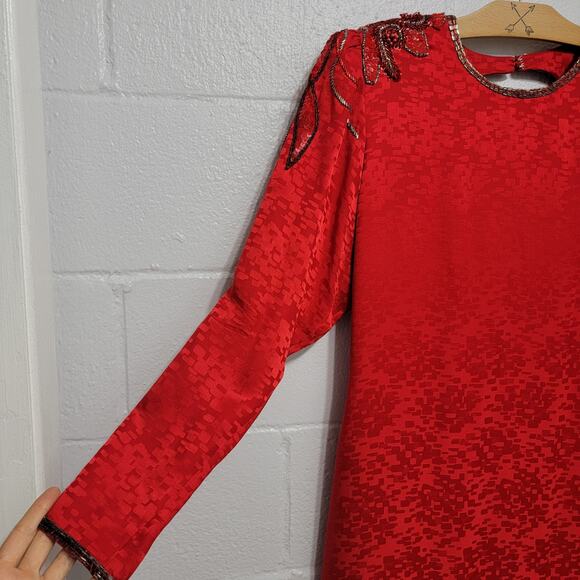 Red Silk Dress - Picture 3 of 10